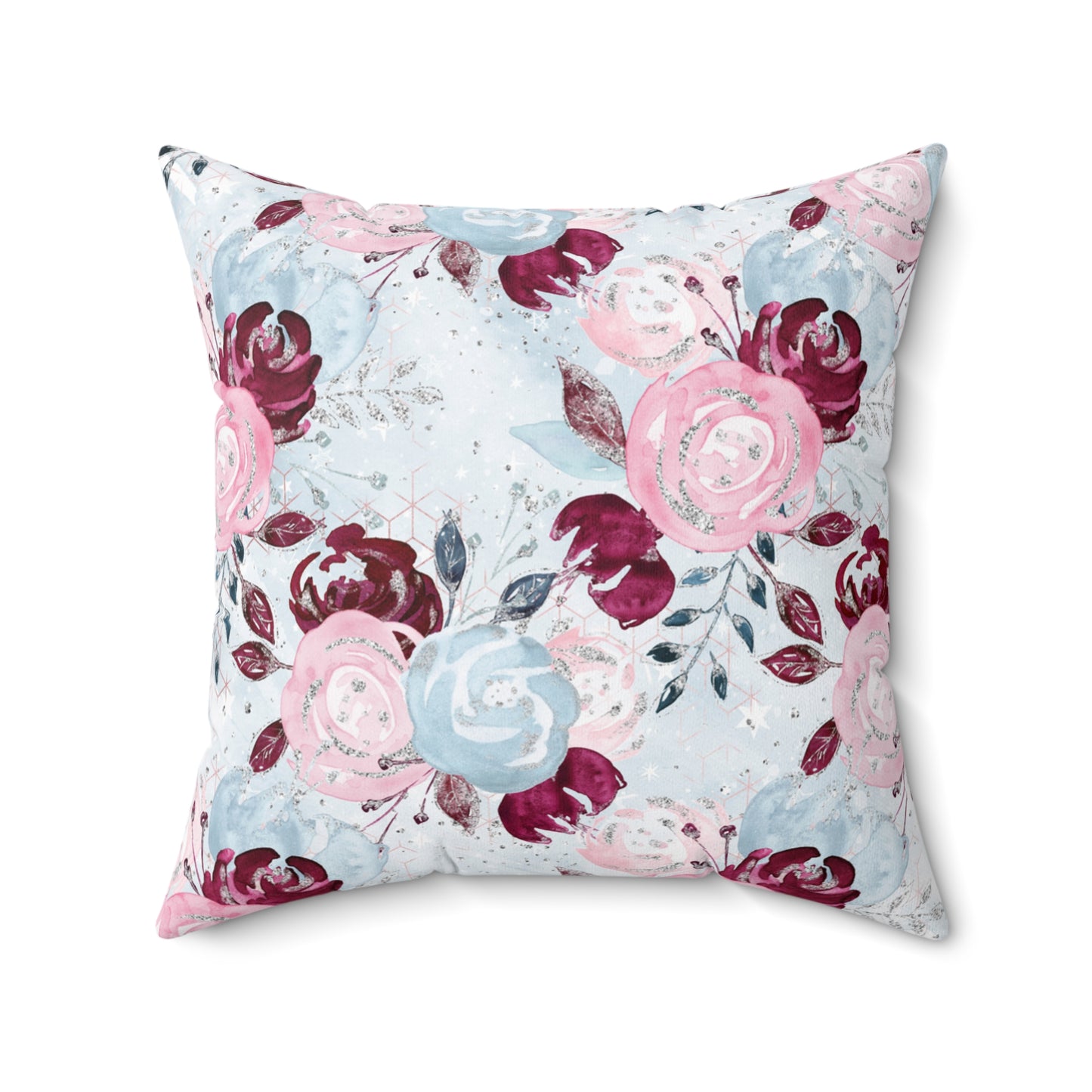 Spun Polyester Square Pillow, Floral Cushion