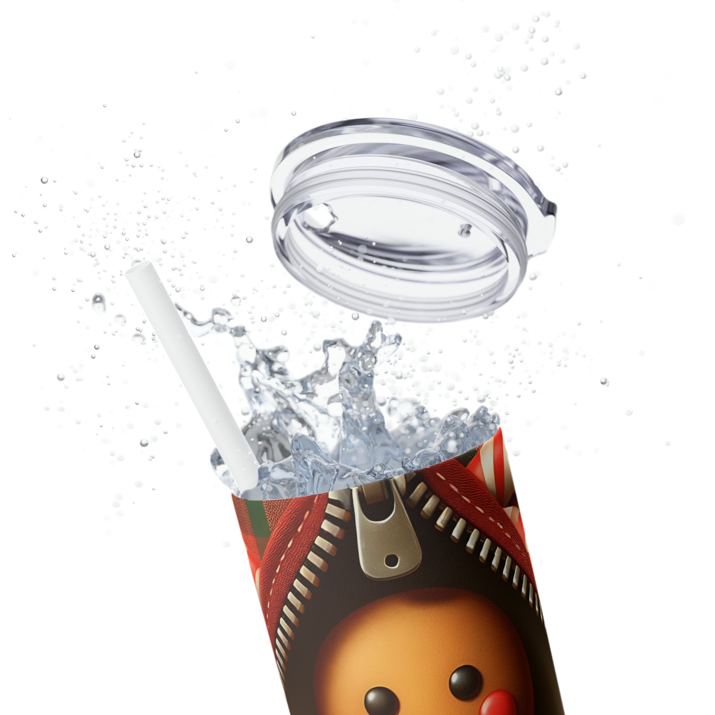 Skinny Tumbler with Straw, 20oz, Gingerbread Man, awd-852