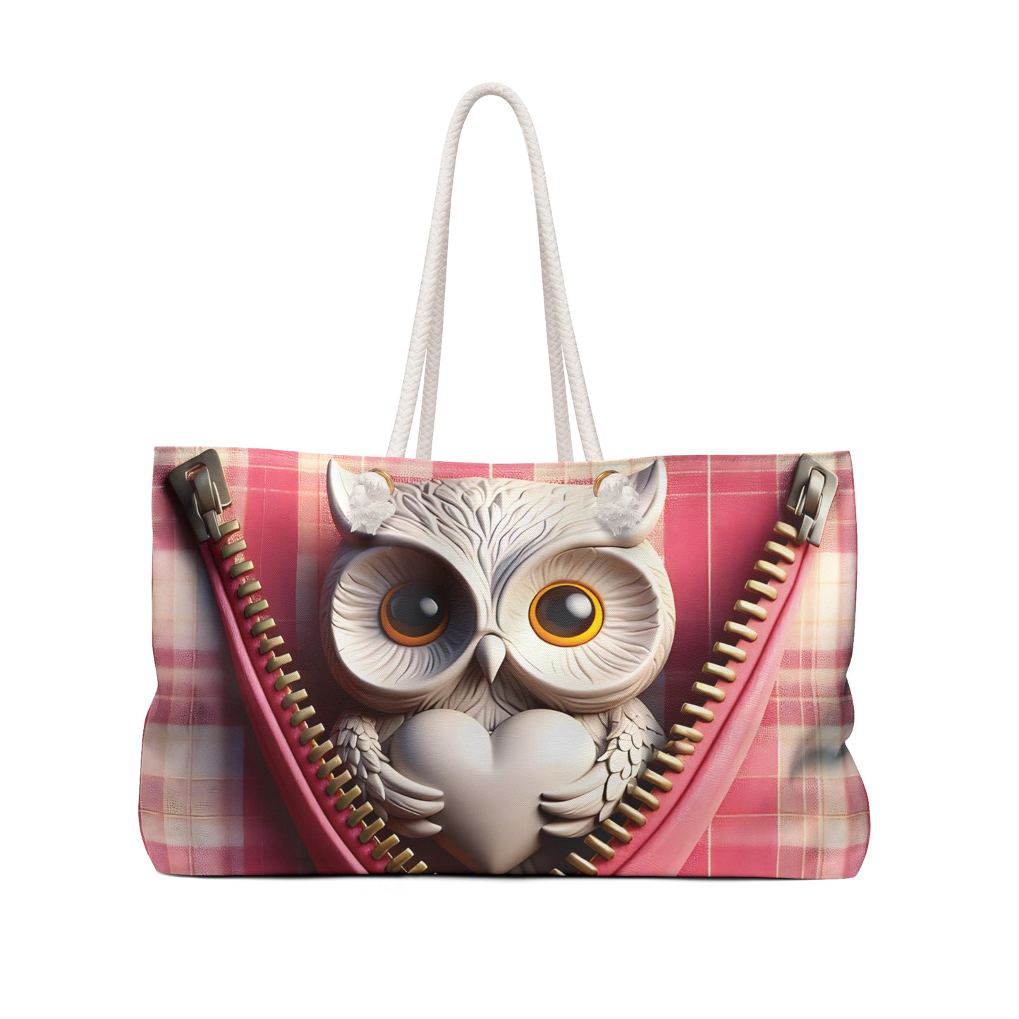 Personalised/Non-Personalised Weekender Bag, Cute Owl, Valentines Day, Large Weekender Bag, Beach Bag, Book Bag