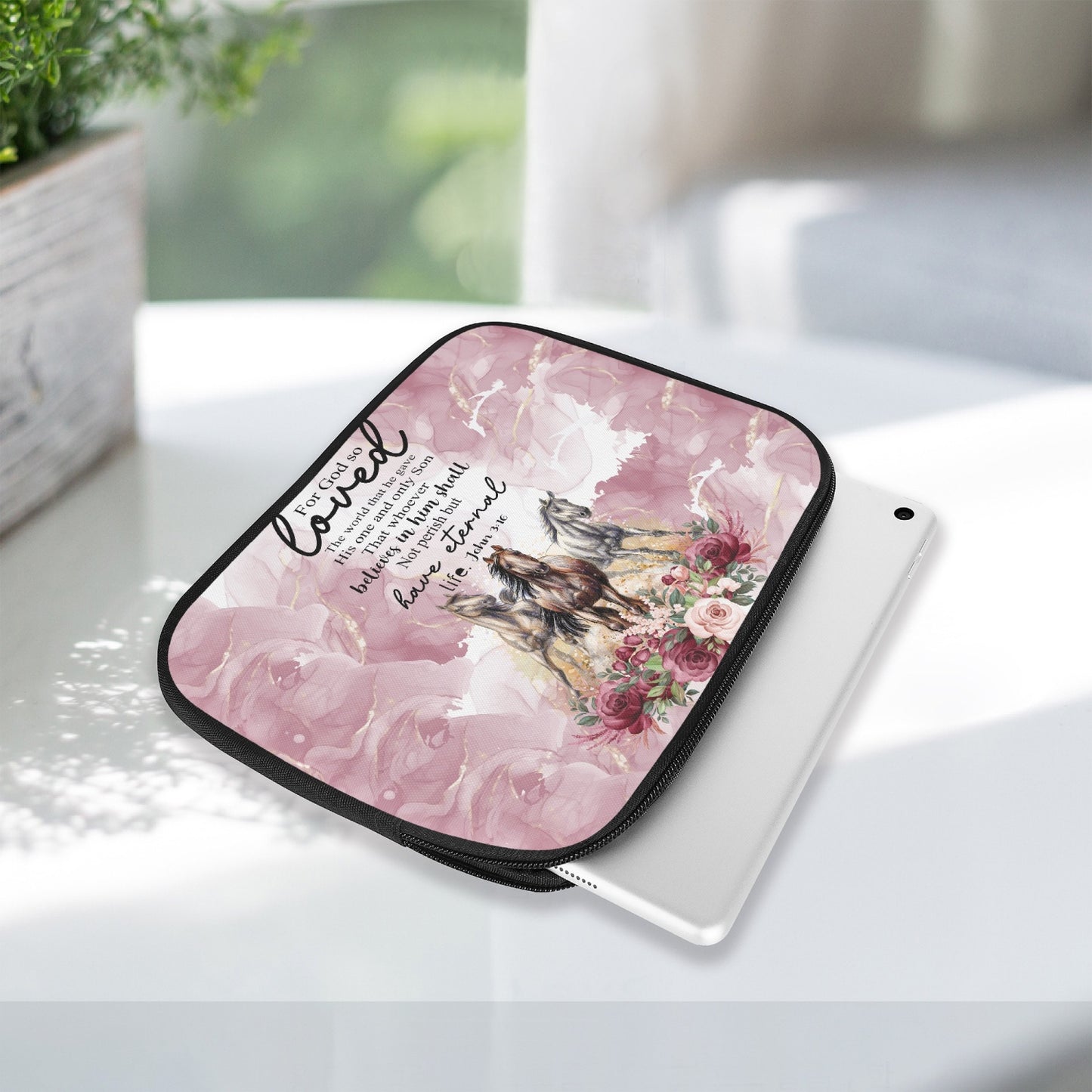 Tablet Sleeve - Horses - God Loved Quote