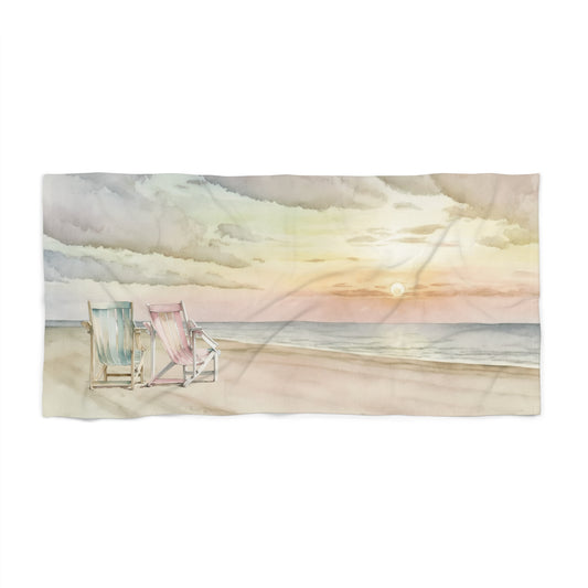 Beach Towel, Beach Scene, Polycotton Towel, 2 sizes Available