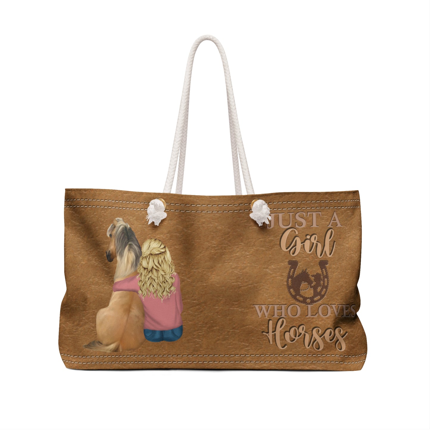 Personalised Weekender Bag, Western, Just a Girl Who loves Horses, Large Weekender Bag, Beach Bag, Book Bag