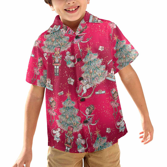 Red Christmas  Little Boys Hawaiian Shirt