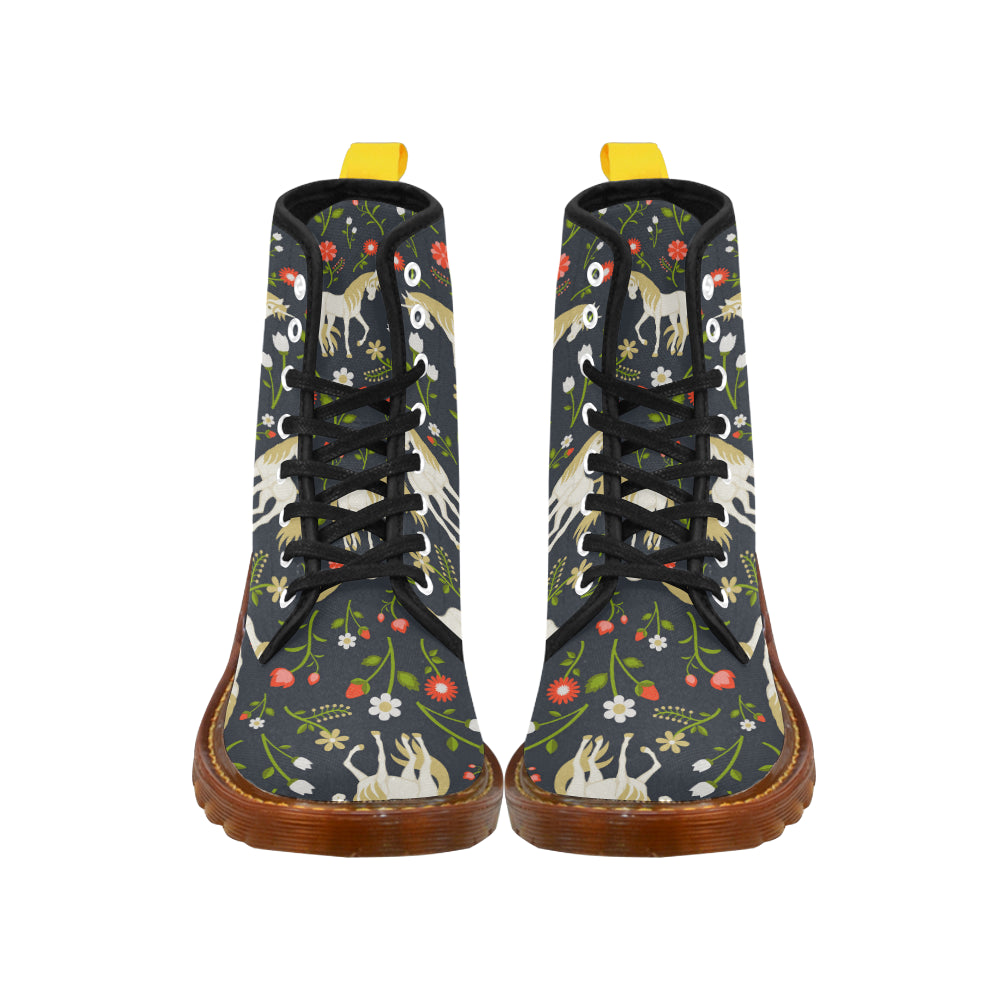 floral pattern with magic unicorns Martin Boots For Women Model 1203H