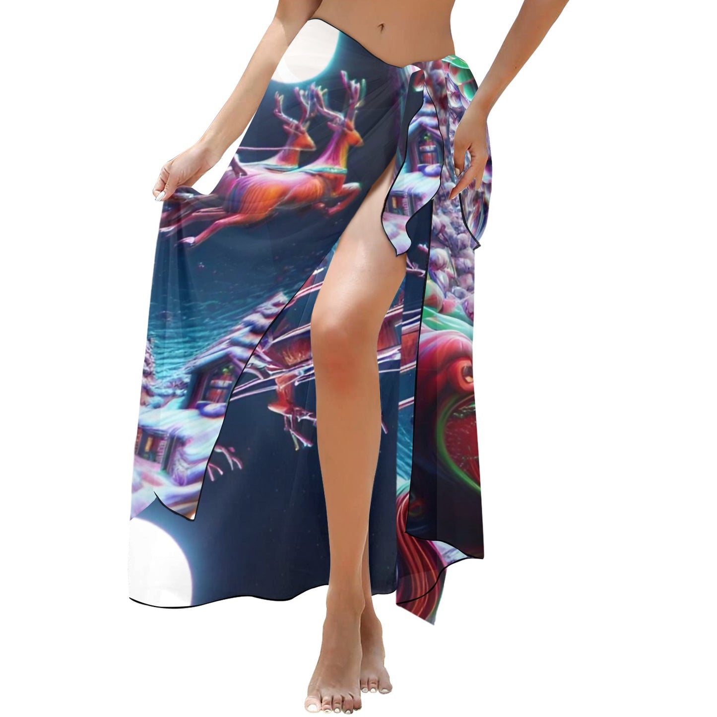 Santa Christmas4 Long Beach Sarong Wrap