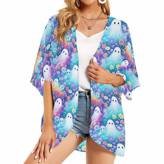 Pastel Halloween Women's Kimono Chiffon Cover Up