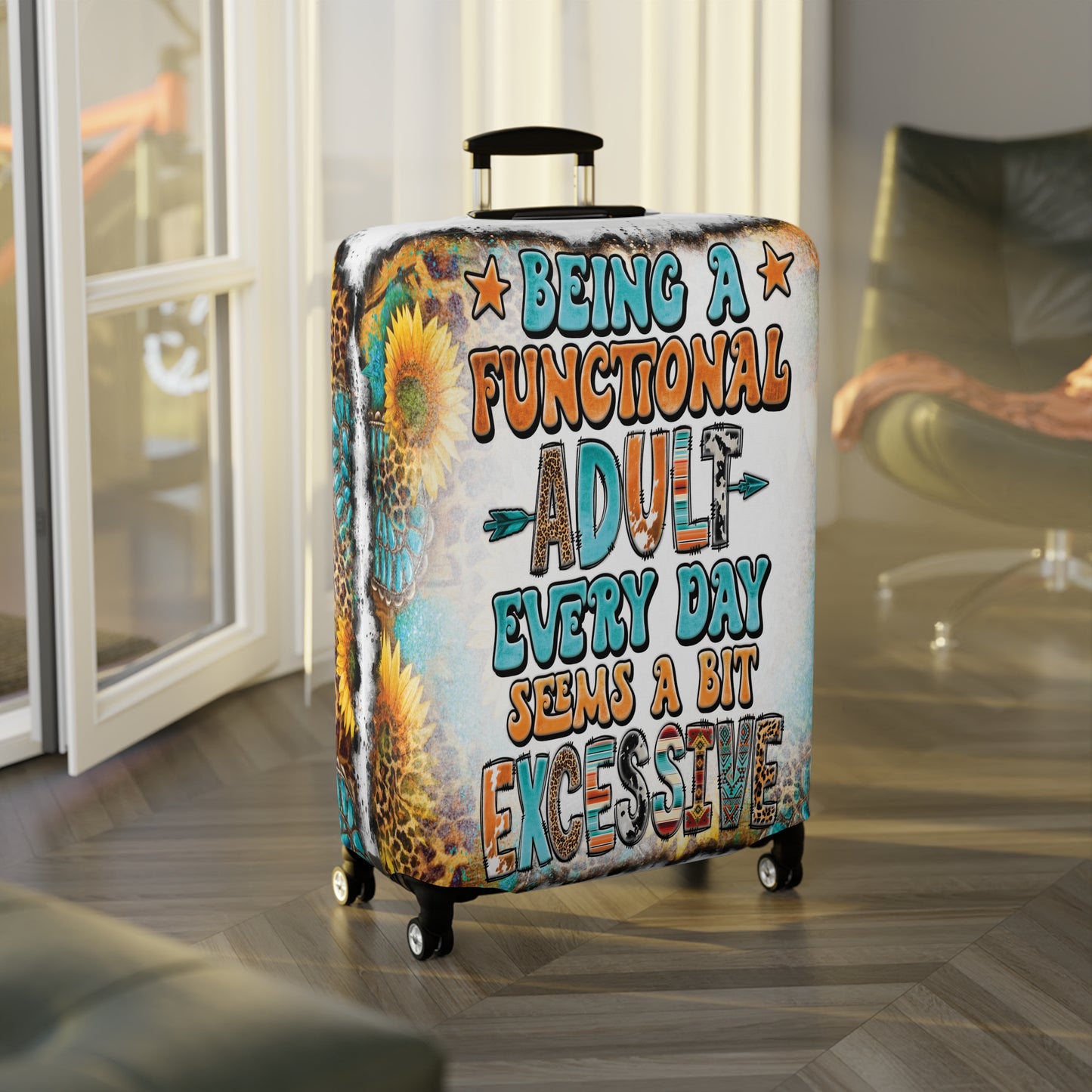 Luggage Cover, Country and Western, Being a functional adult seems a bit excessive, awd-1032