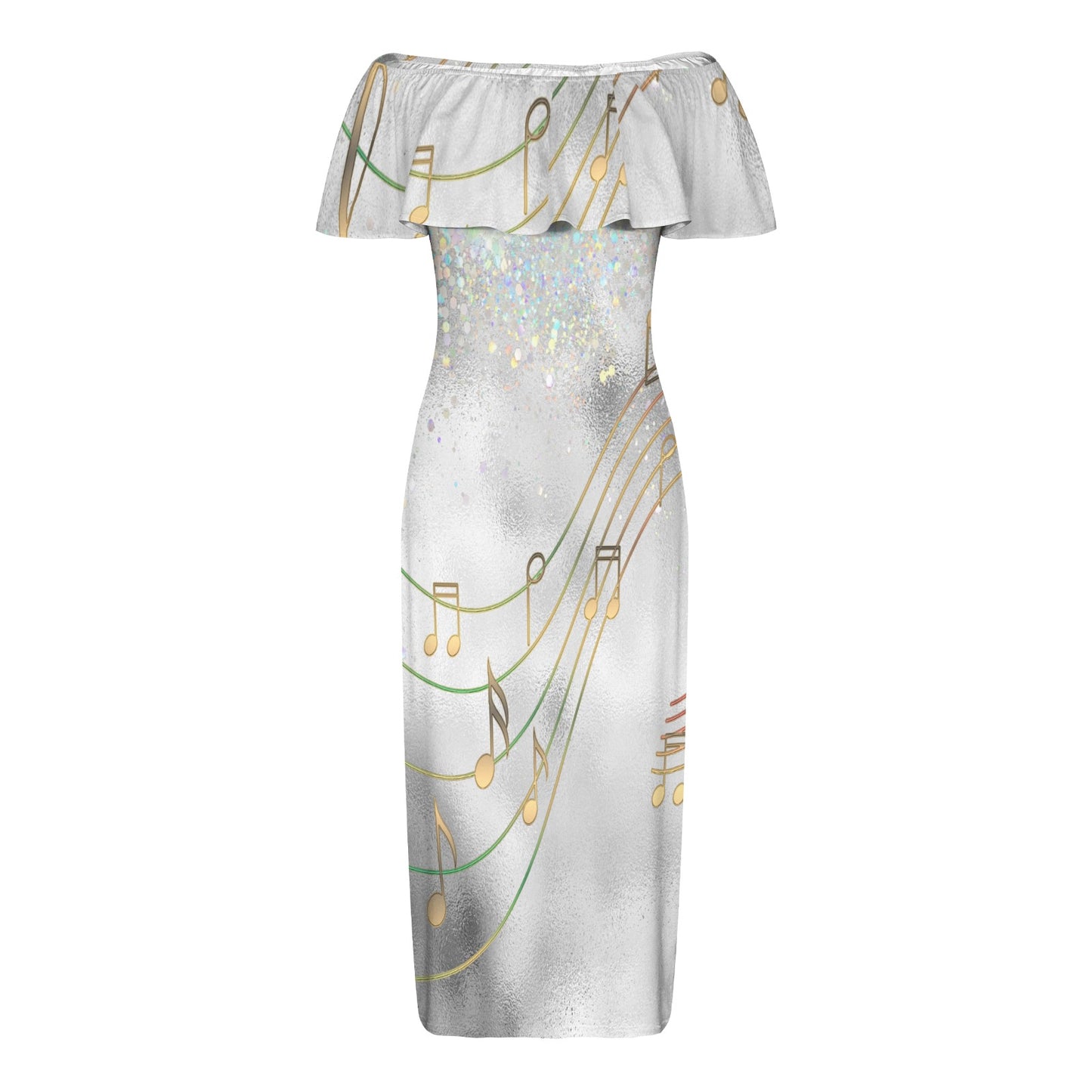 Music awd547 Women's Off Shoulder Ruffle Boat Neck Dress (Model D71)