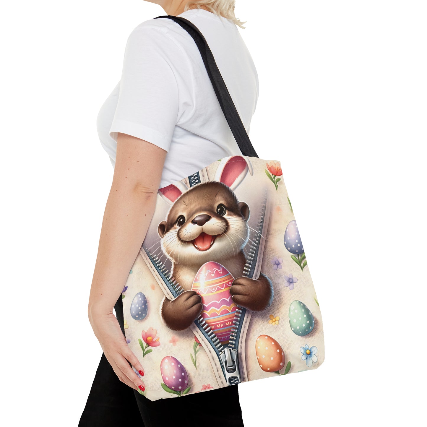 Tote Bag, Easter, Cute Otter with Bunny Ears, Personalised/Non-Personalised Tote bag