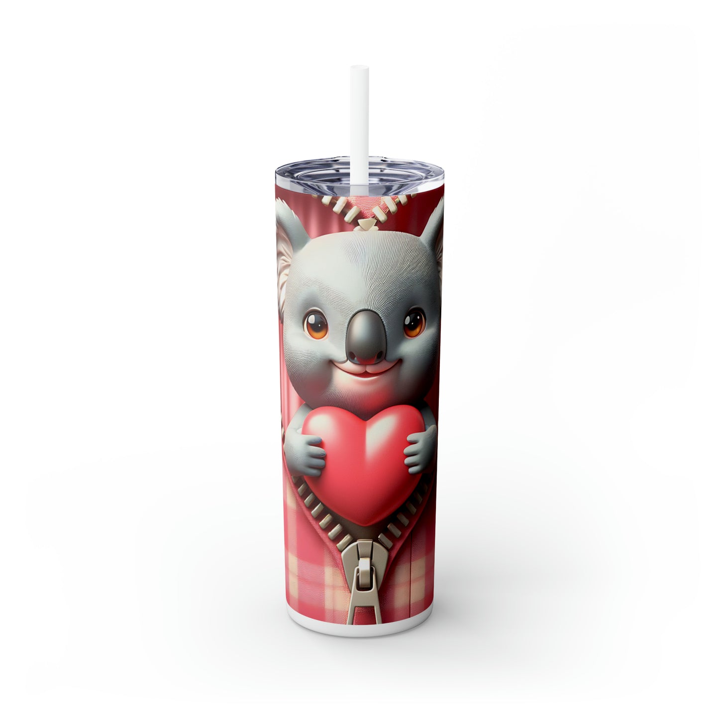 Skinny Tumbler with Straw, 20oz, Koala, Valentines Day