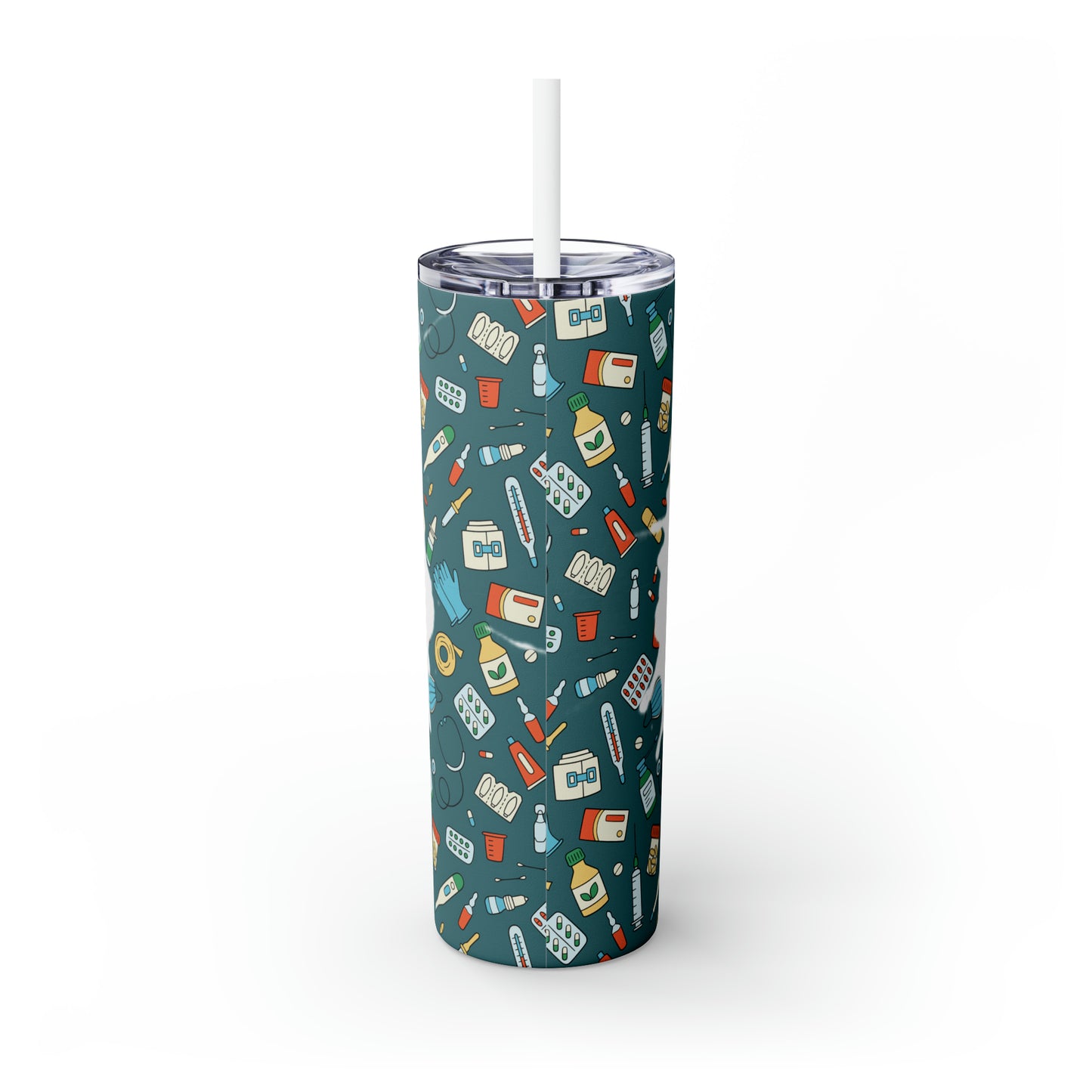 Skinny Tumbler with Straw, 20oz, Nurse