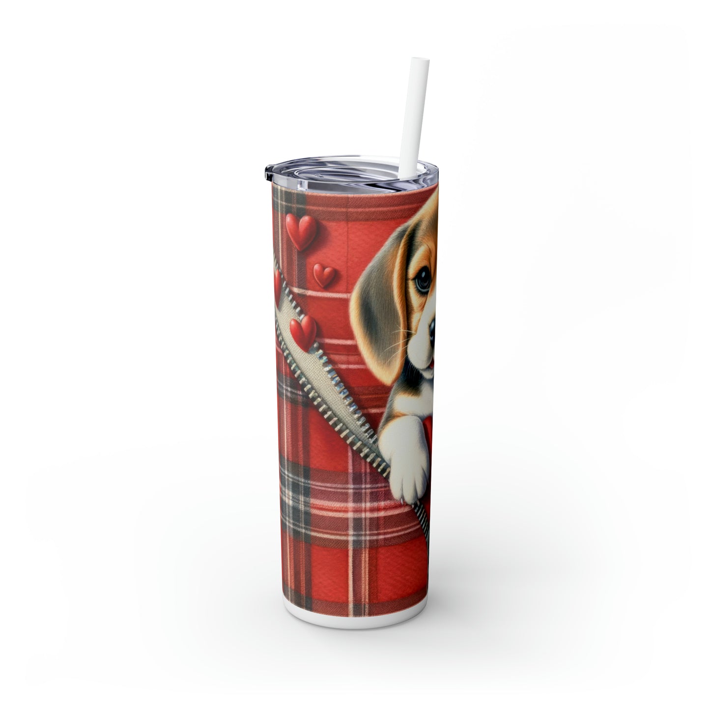 Skinny Tumbler with Straw, 20oz, Dog, Valentines Day, awd-835