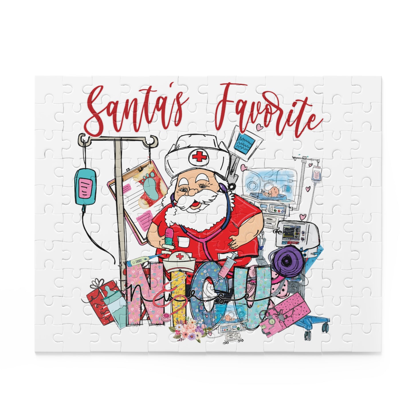 Personalised/Non-Personalised Puzzle, Santa's Favorite NICU Nurse (120, 252, 500-Piece)