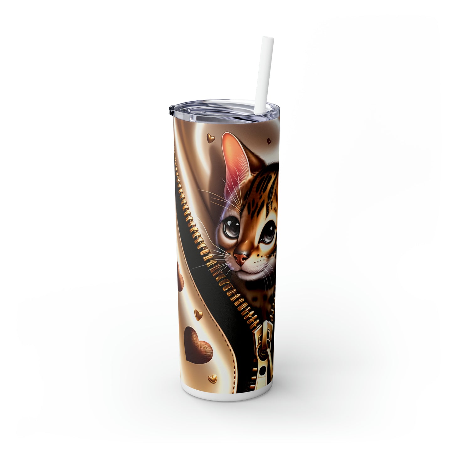 Skinny Tumbler with Straw, 20oz, Cat, Valentines Day, awd-930