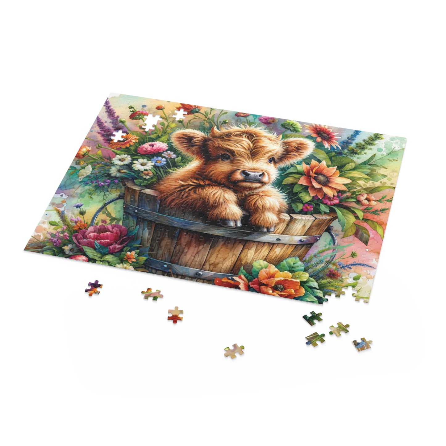 Personalised/Non-Personalised Puzzle, Highland Cow (120, 252, 500-Piece)