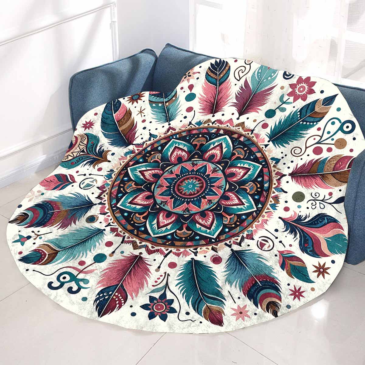 Mandella_Awd35148  Circular Micro Fleece Blanket 60"