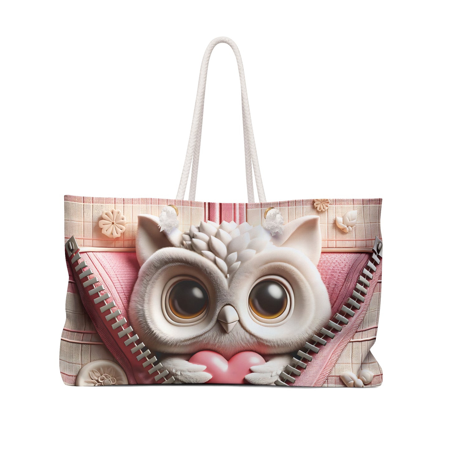 Personalised/Non-Personalised Weekender Bag, Cute Owl, Valentines Day, Large Weekender Bag, Beach Bag, Book Bag