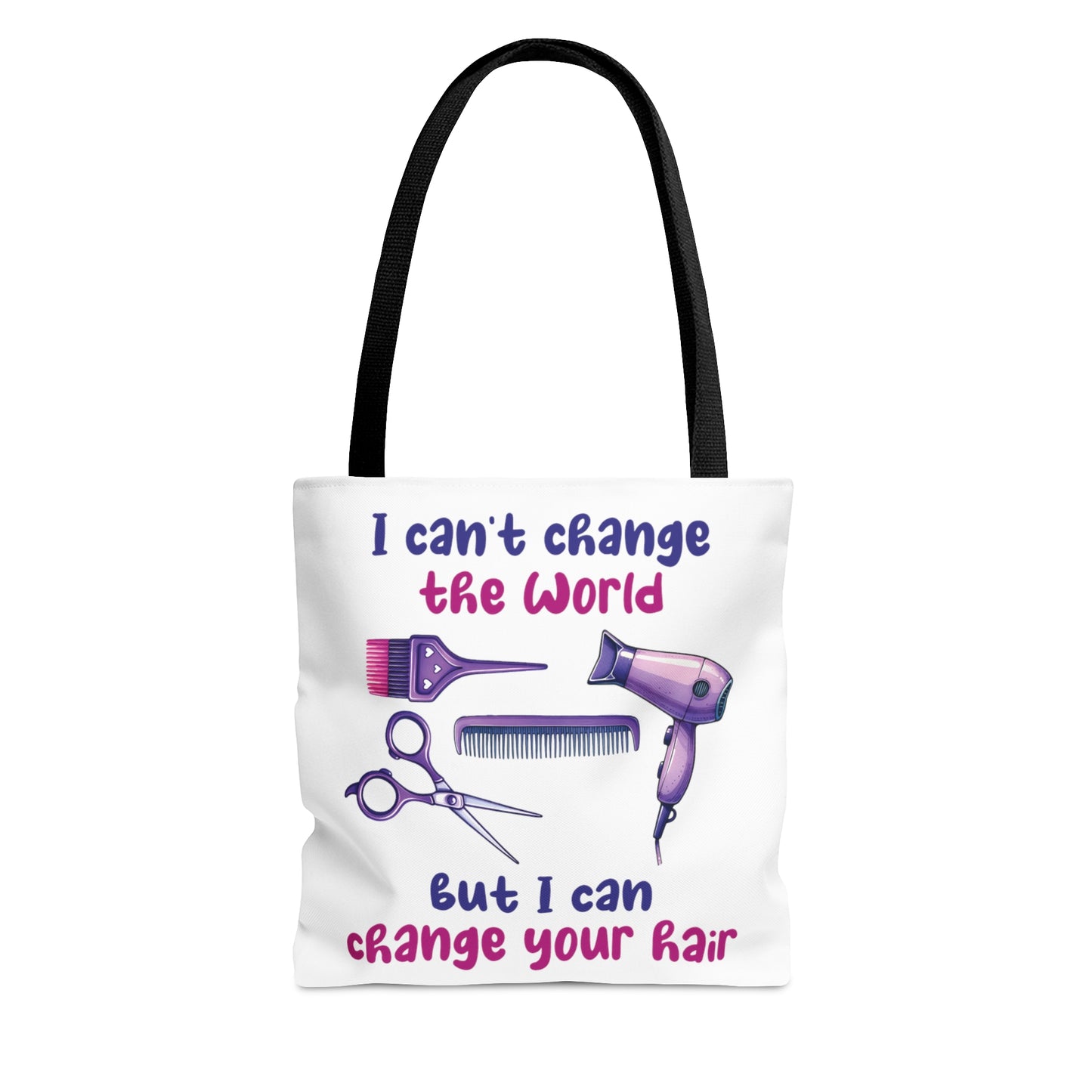 Tote Bag, Hairdresser, I can't change the world but I can change your hair, Personalised/Non-Personalised Tote bag