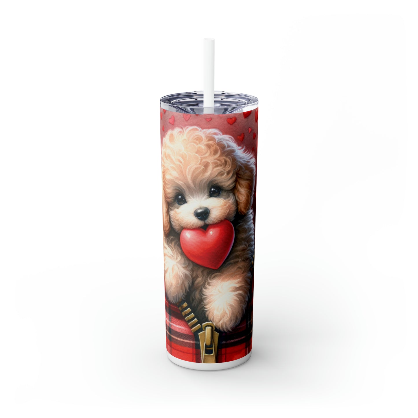 Skinny Tumbler with Straw, 20oz, Dog, Valentines Day, awd-836