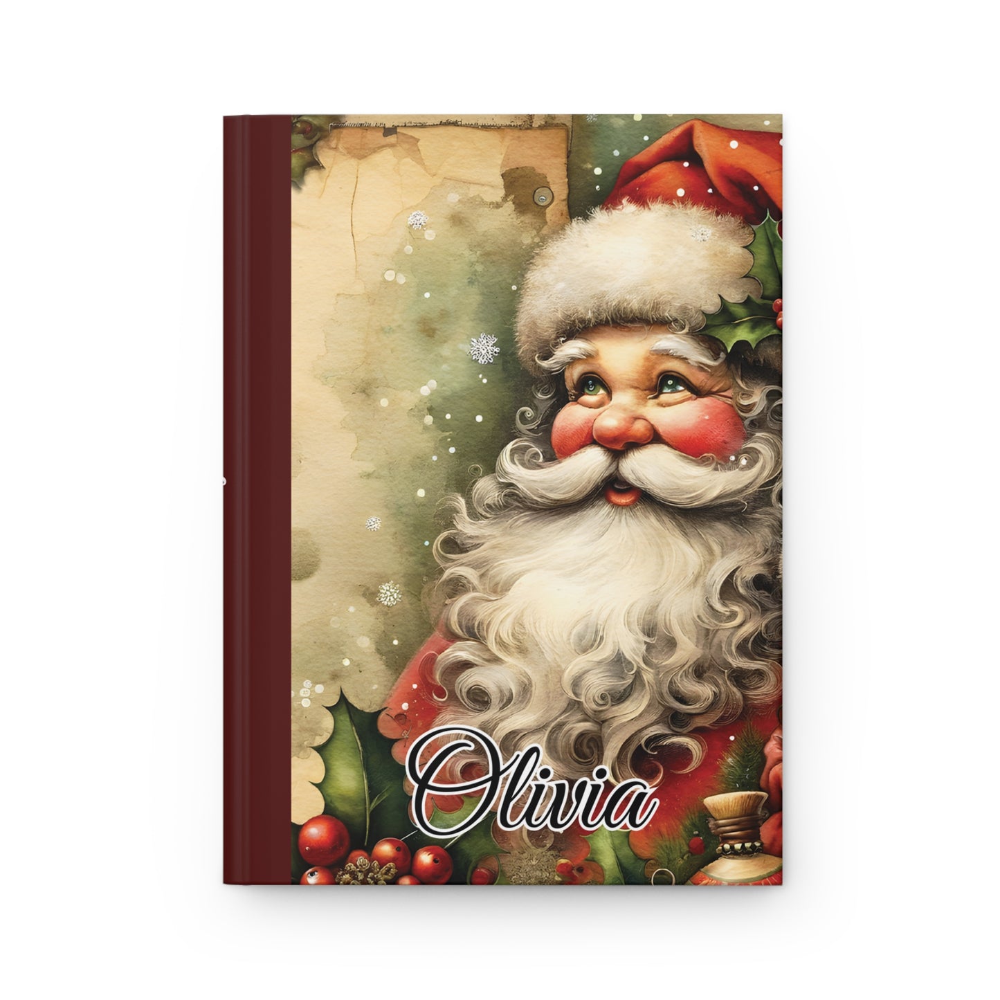 Personalised Hardcover Journal Matte, Christmas, Santa, awd-1478