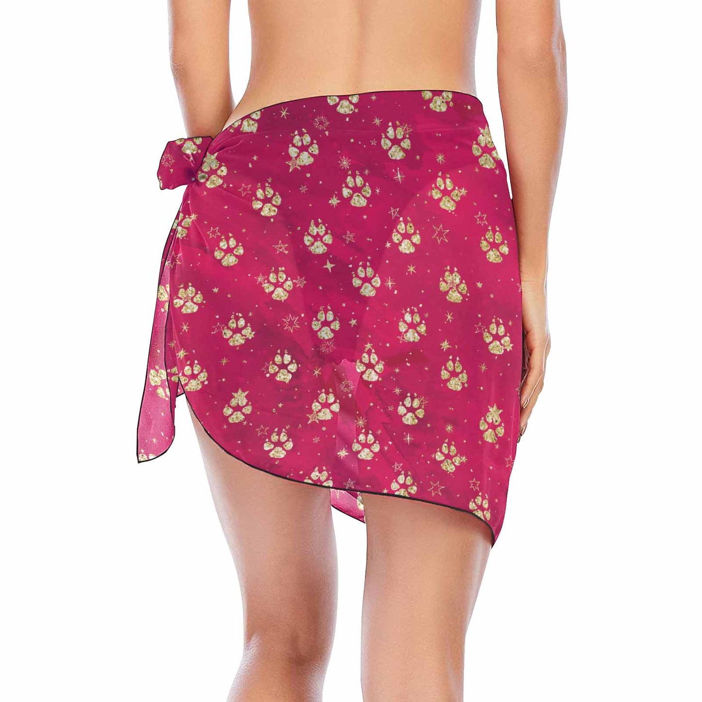 Doggie Christmas Red Paws  Women's Beach Sarong Wrap