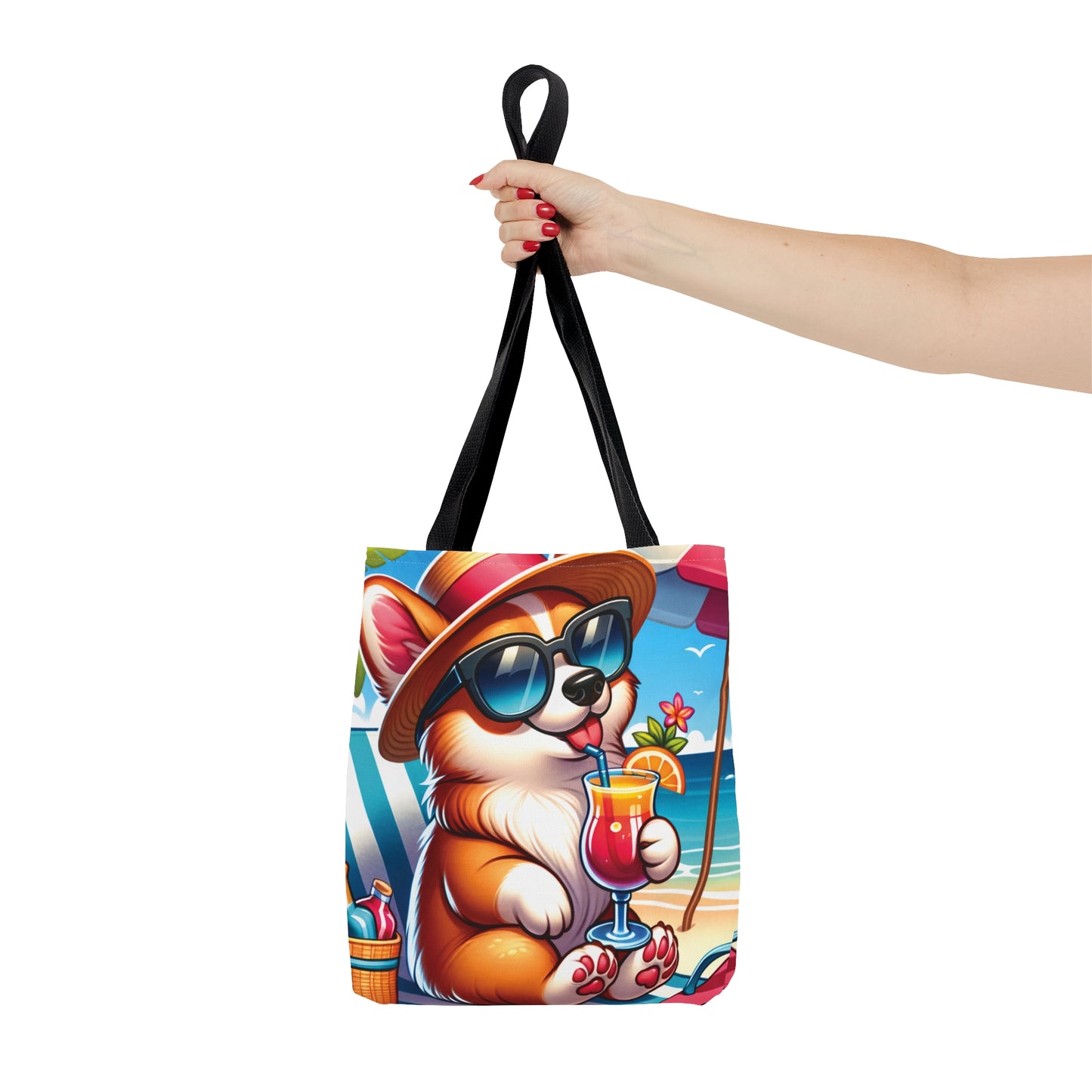 Tote Bag, Dog on Beach, Corgi, Tote bag, awd-1207