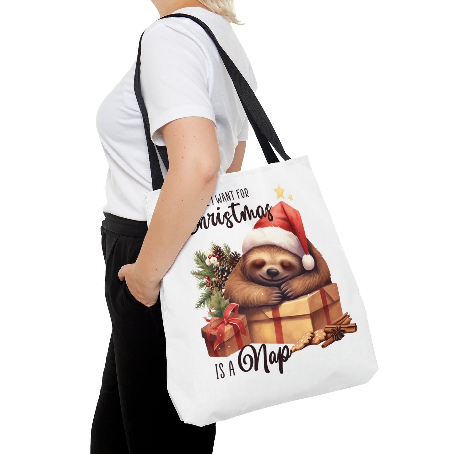 Tote Bag, Christmas, Sloth, Personalised/Non-Personalised Tote bag