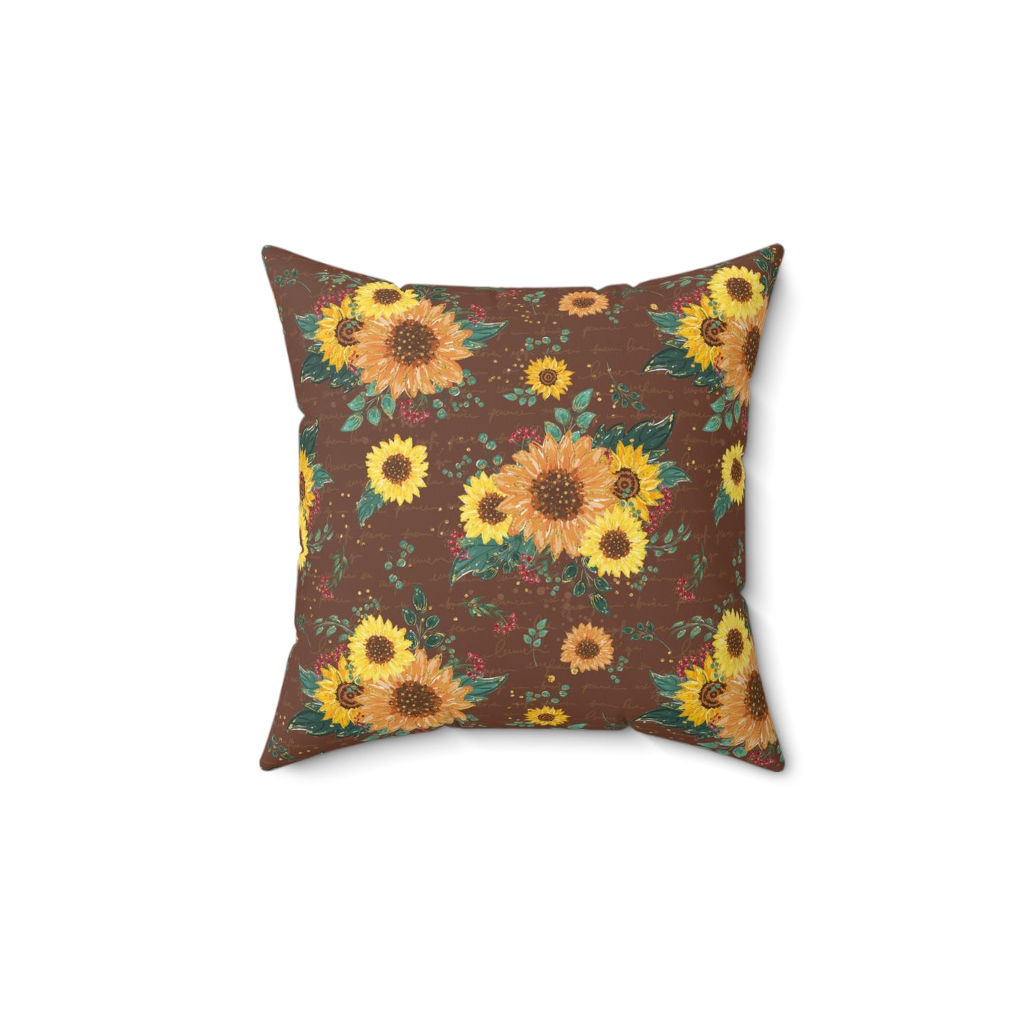 Spun Polyester Square Pillow, Sunflower Cushion, Floral Cushion