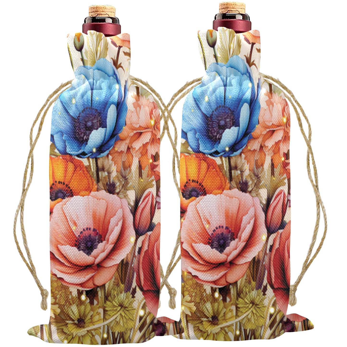 Wildflowers awd425 Linen Wine Bottle Bag