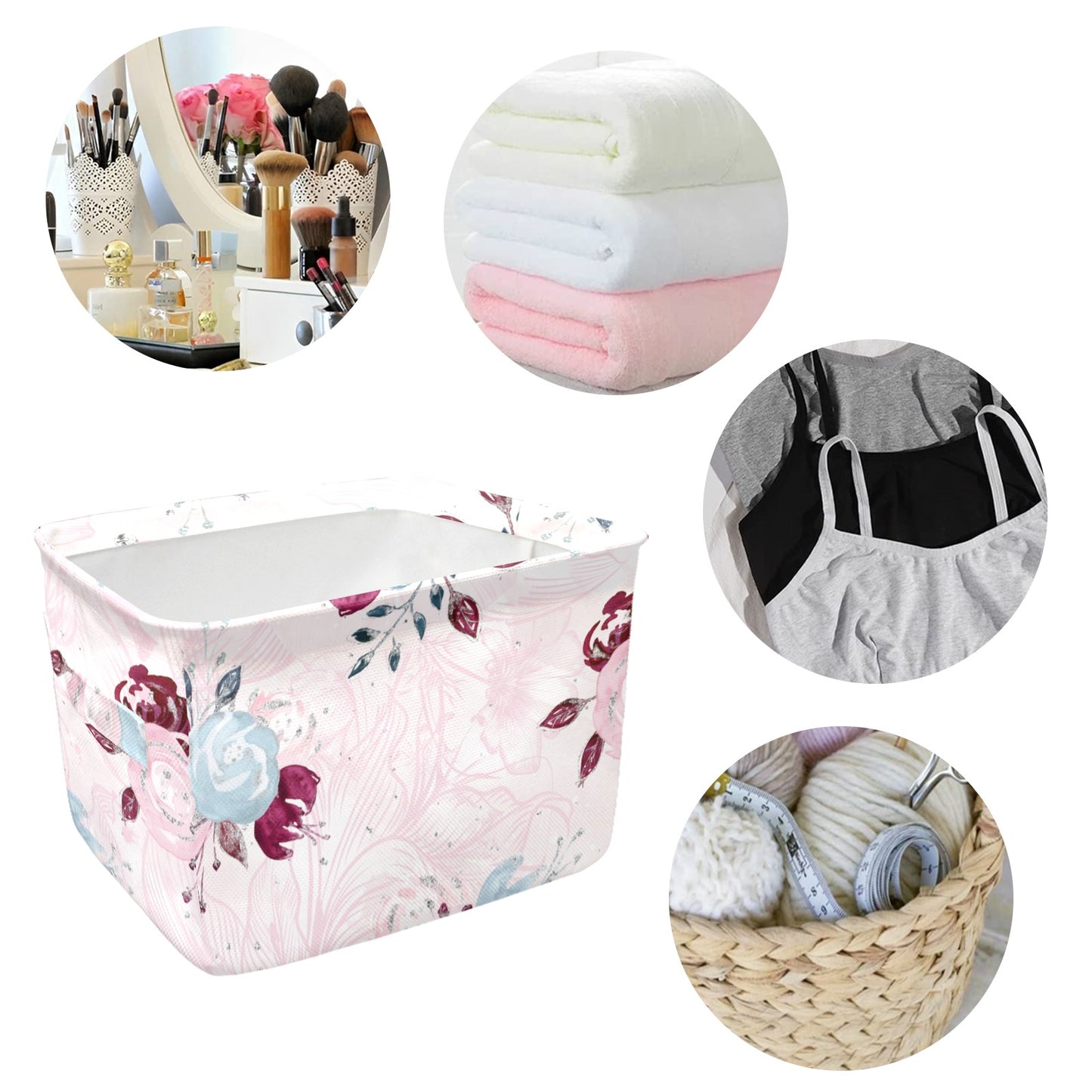 Roses Fabric Storage Basket