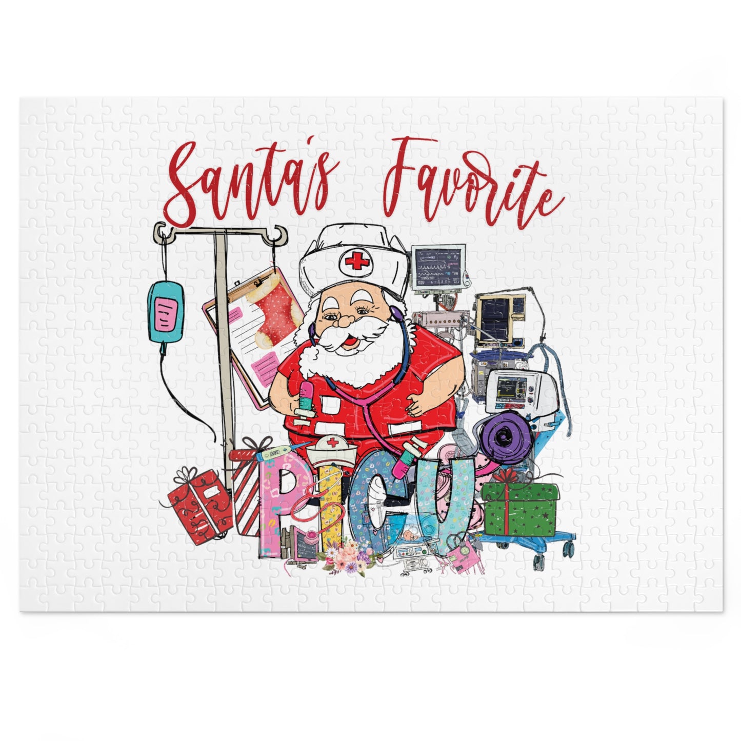 Jigsaw Puzzle, Santa's Favorite PICU Nurse, Personalised/Non-Personalised (30, 110, 252, 500,1000-Piece)