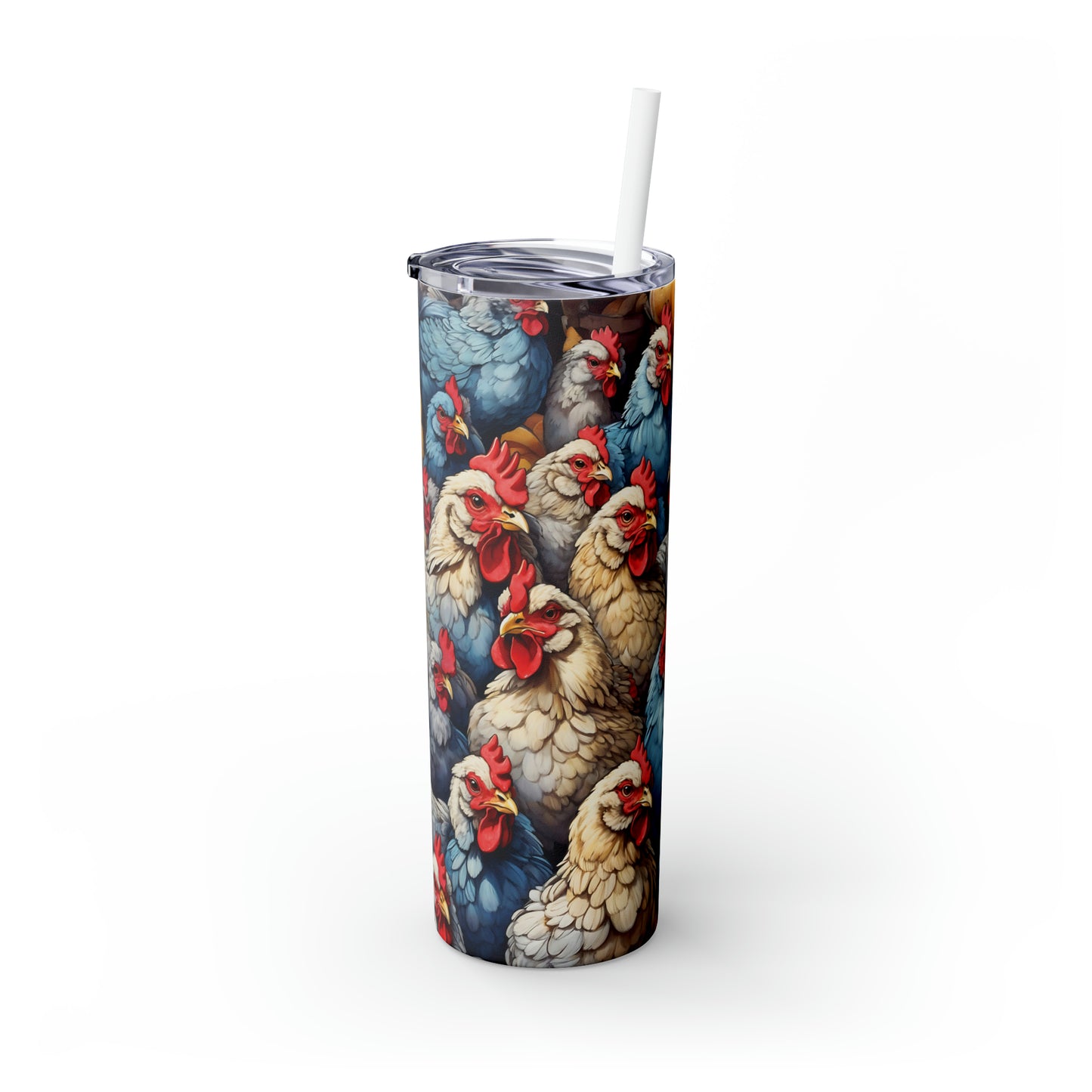 Skinny Tumbler with Straw, 20oz Roosters, awd-441