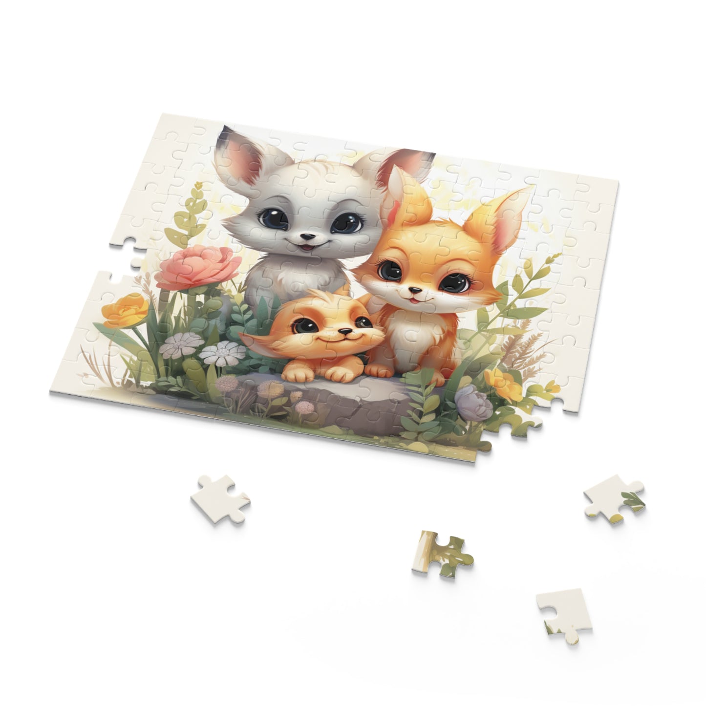 Personalised/Non-Personalised Puzzle, Fox Family (120, 252, 500-Piece)