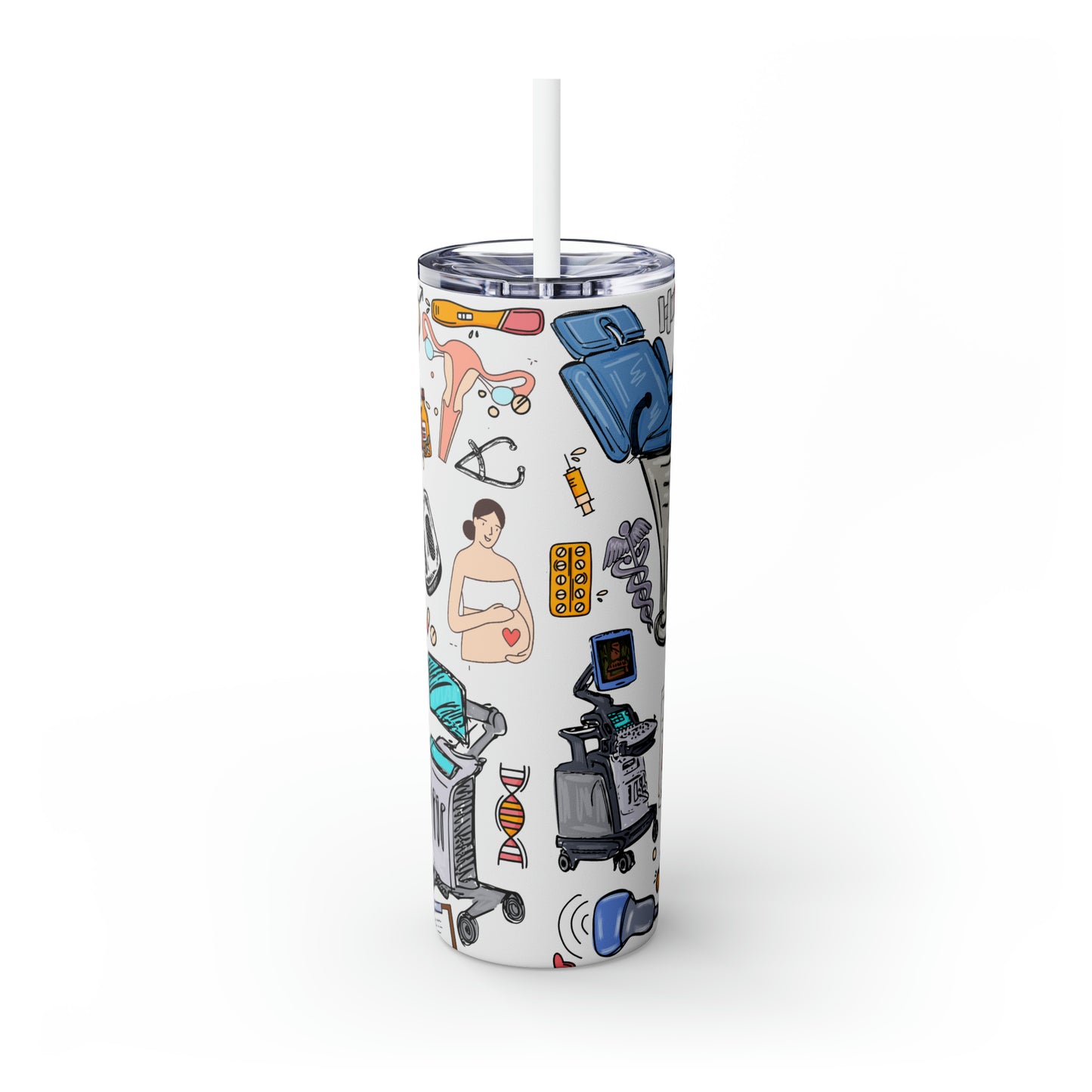 Skinny Tumbler with Straw, 20oz, Obgyn