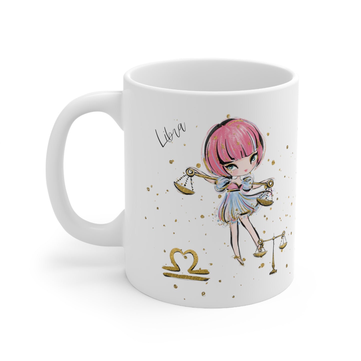 Personalised/Non Personalised Zodiac Sign, Libra, Ceramic Mug 11oz