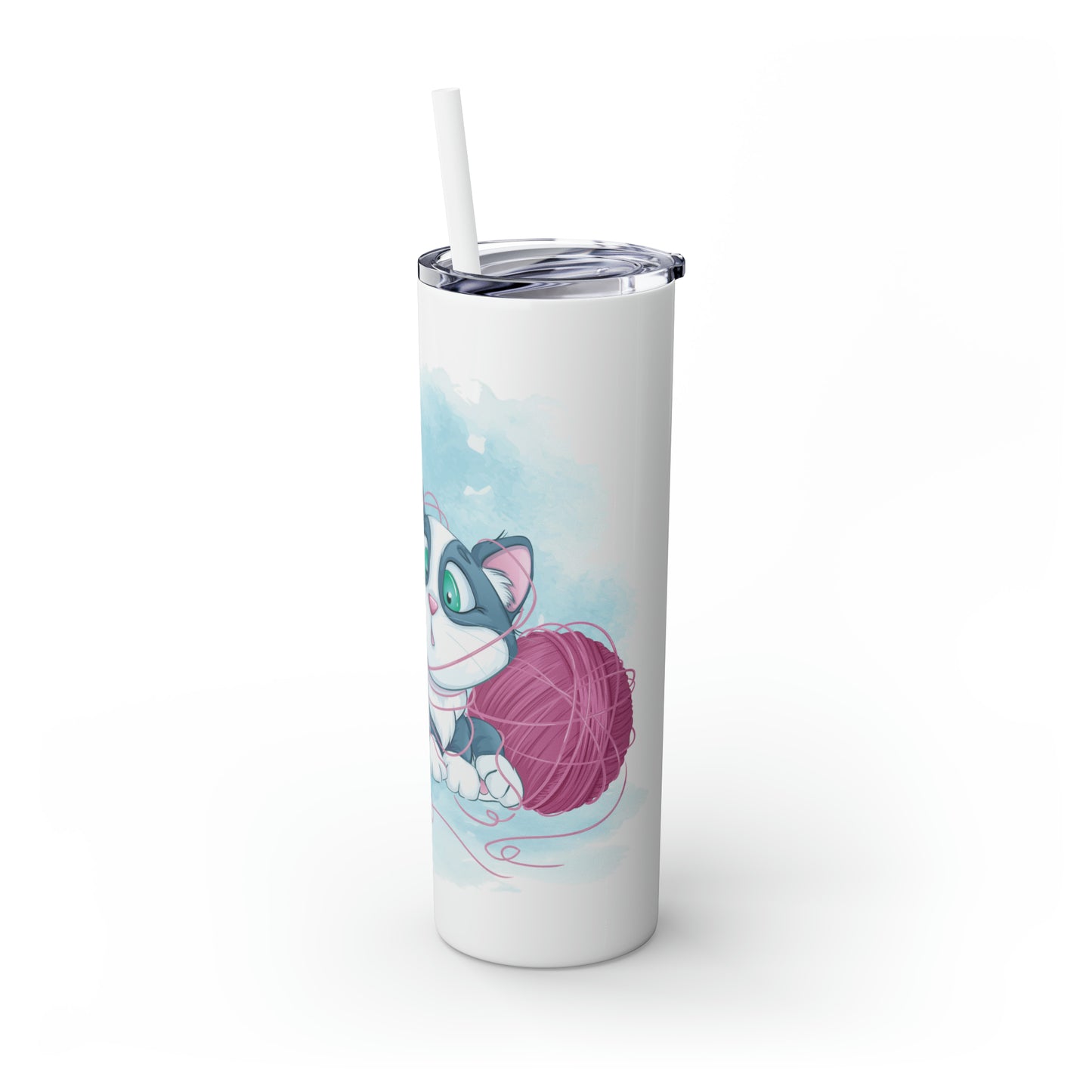 Skinny Tumbler with Straw, 20oz, Cat Quote