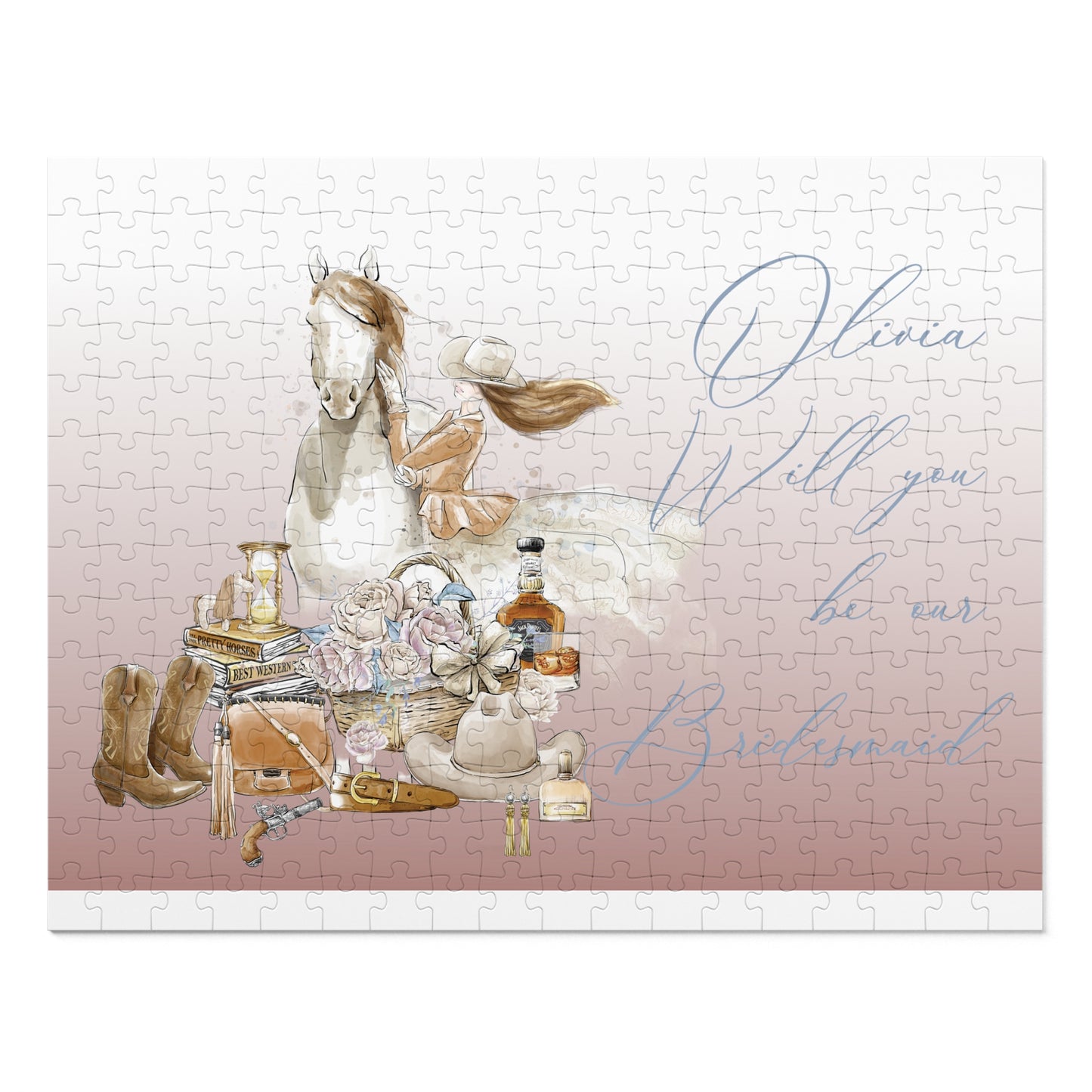 Jigsaw Puzzle, Western, Romance Floral, Bridal, Will you be our Bridesmaid, Personalised/Non-Personalised (30, 110, 252, 500,1000-Piece)