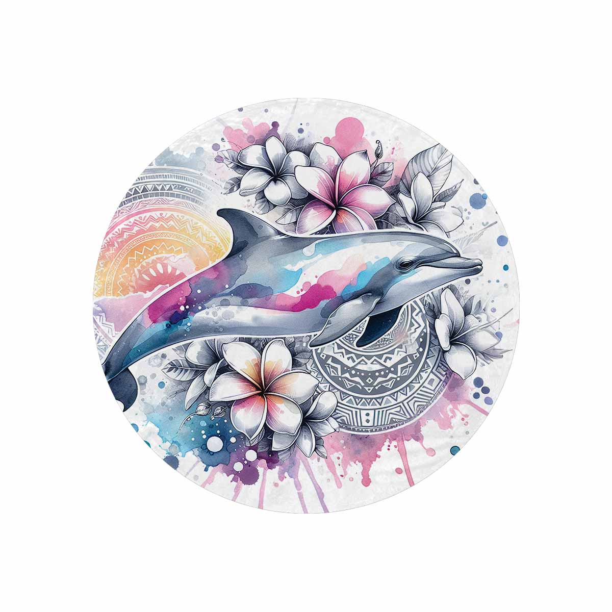 Sea_Animals_Dolphin_Awd351108  Circular Micro Fleece Blanket 47"