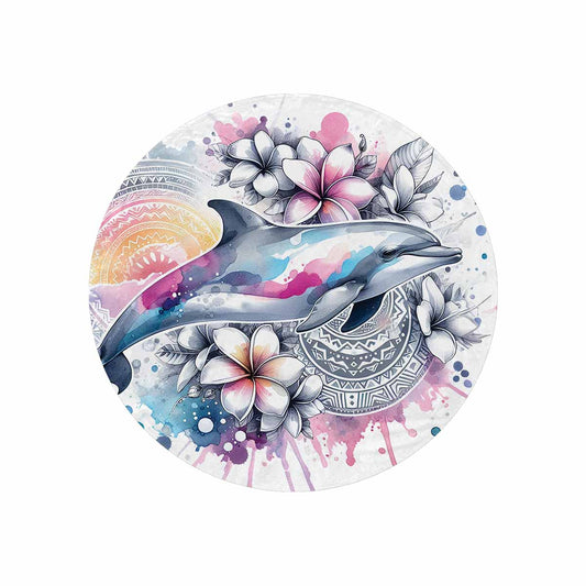 Sea_Animals_Dolphin_Awd351108  Circular Micro Fleece Blanket 47"
