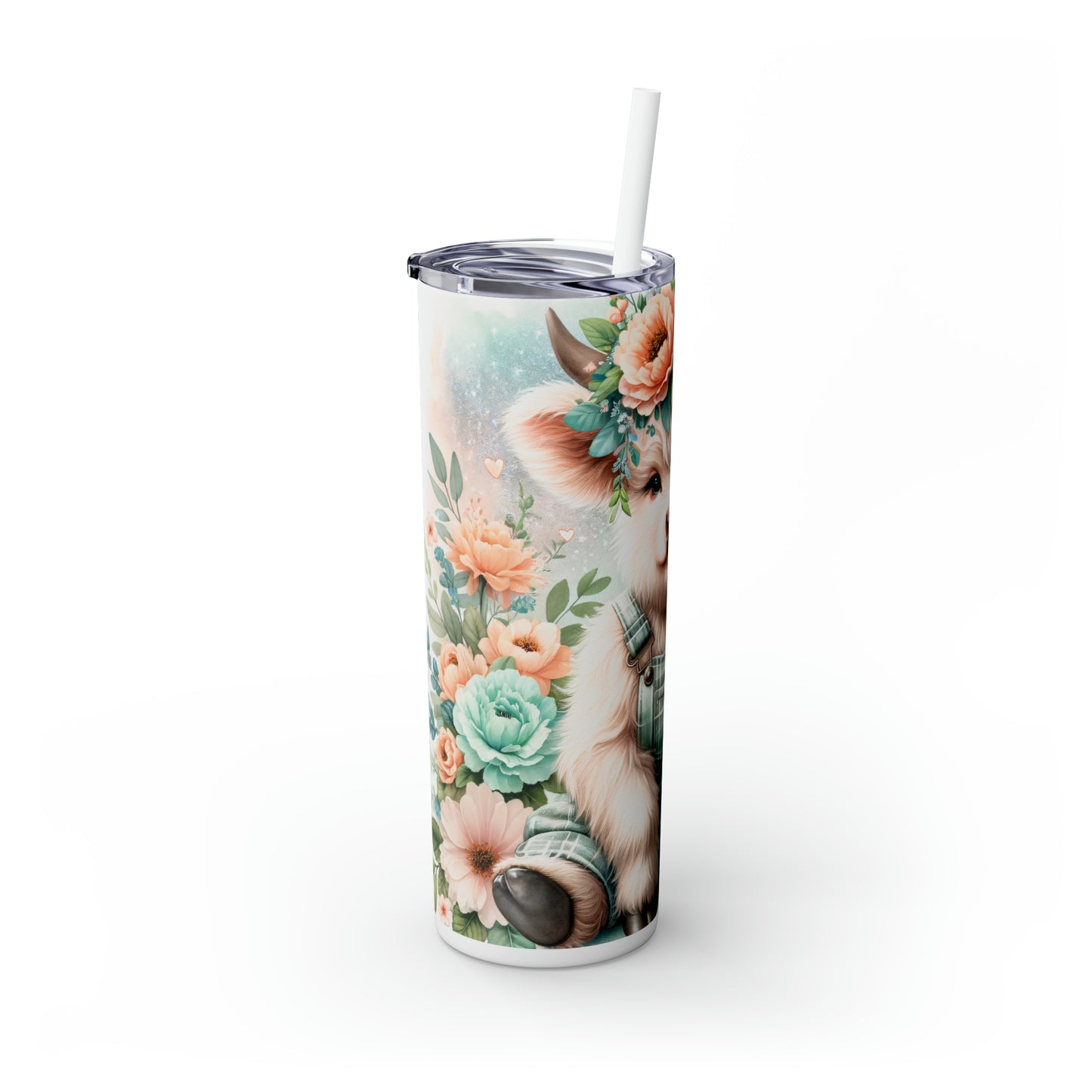 Skinny Tumbler with Straw, 20oz, Highland Cow, awd-1158