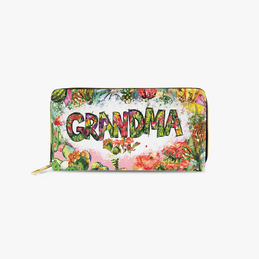 Long Type Zipper Purse - Tropical Floral, Grandma