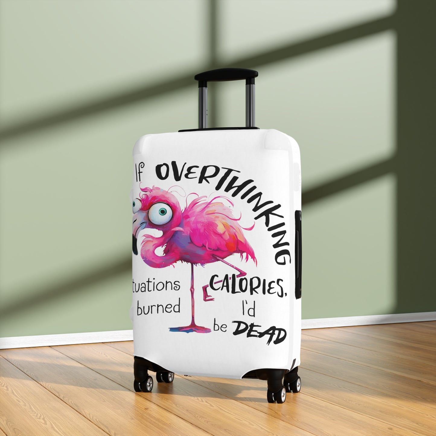 Luggage Cover, Flamingos, If overthinking burned Calories, awd-4021