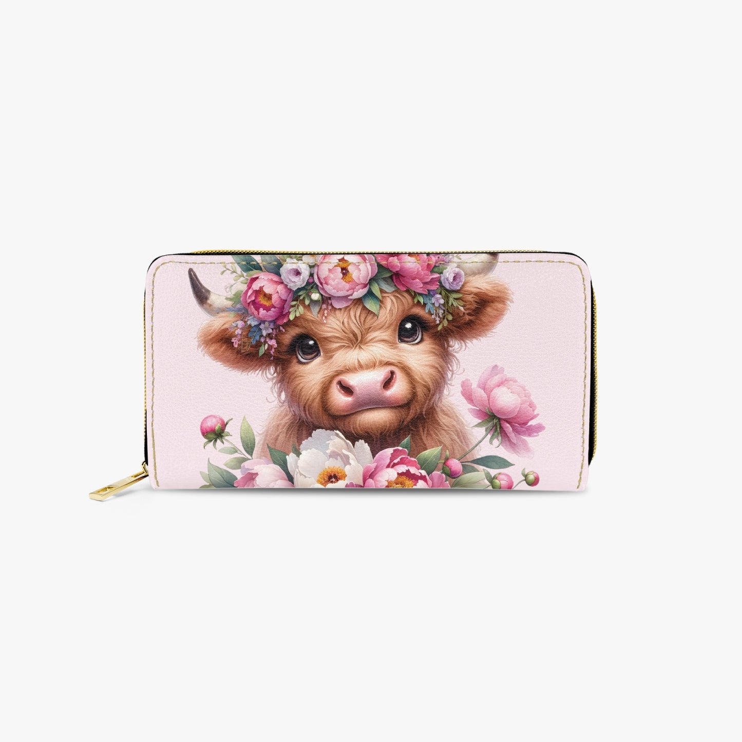 Long Type Zipper Purse - Highland Cow