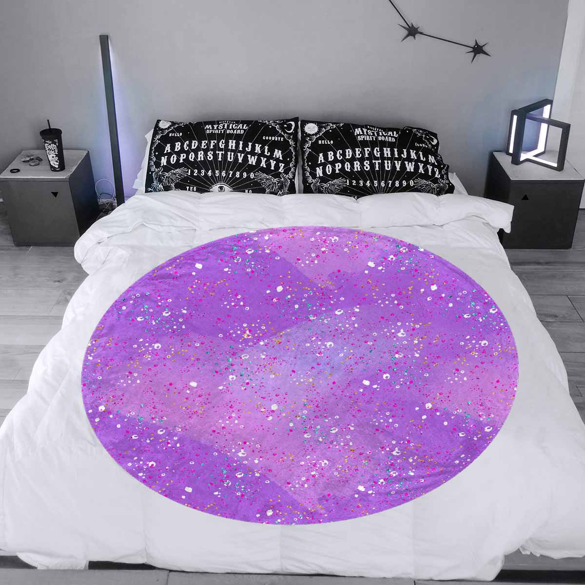Purple Splash  Circular Micro Fleece Blanket 47"