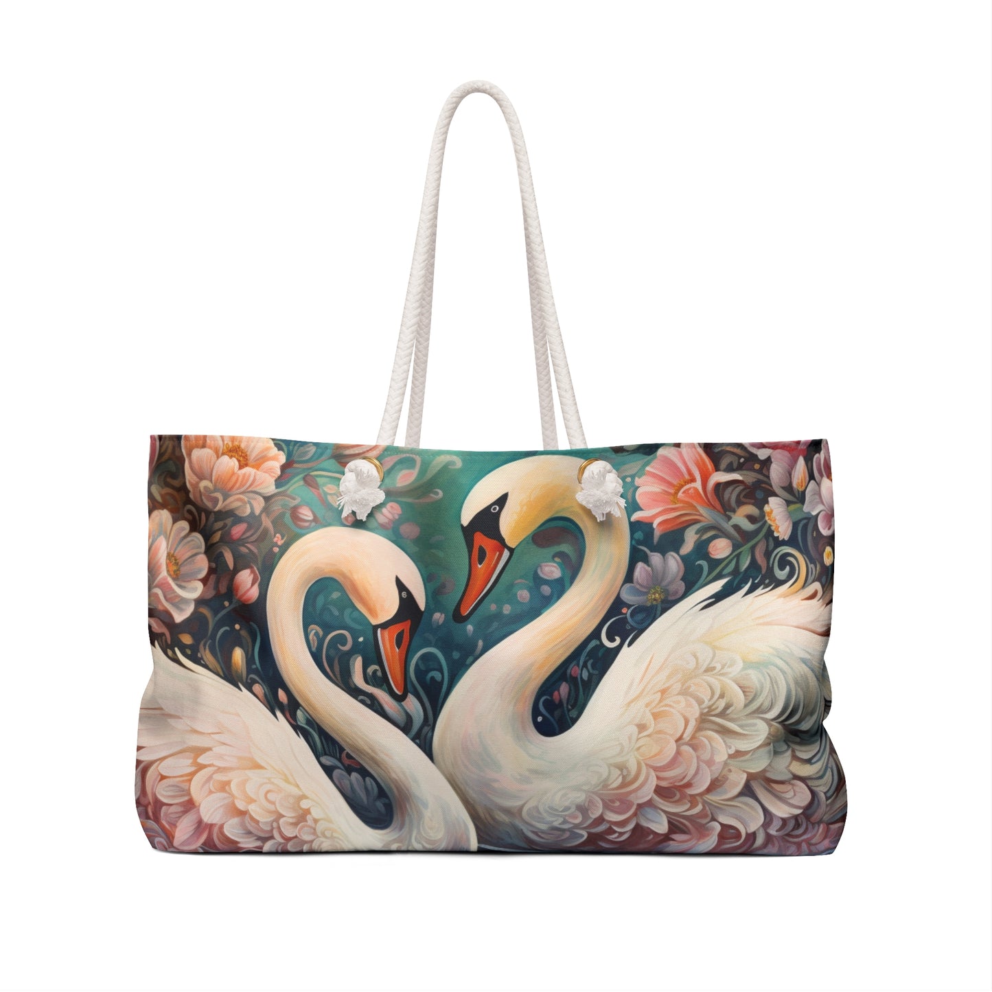 Personalised/Non-Personalised Weekender Bag, Swan, Large Weekender Bag, Beach Bag, Book Bag