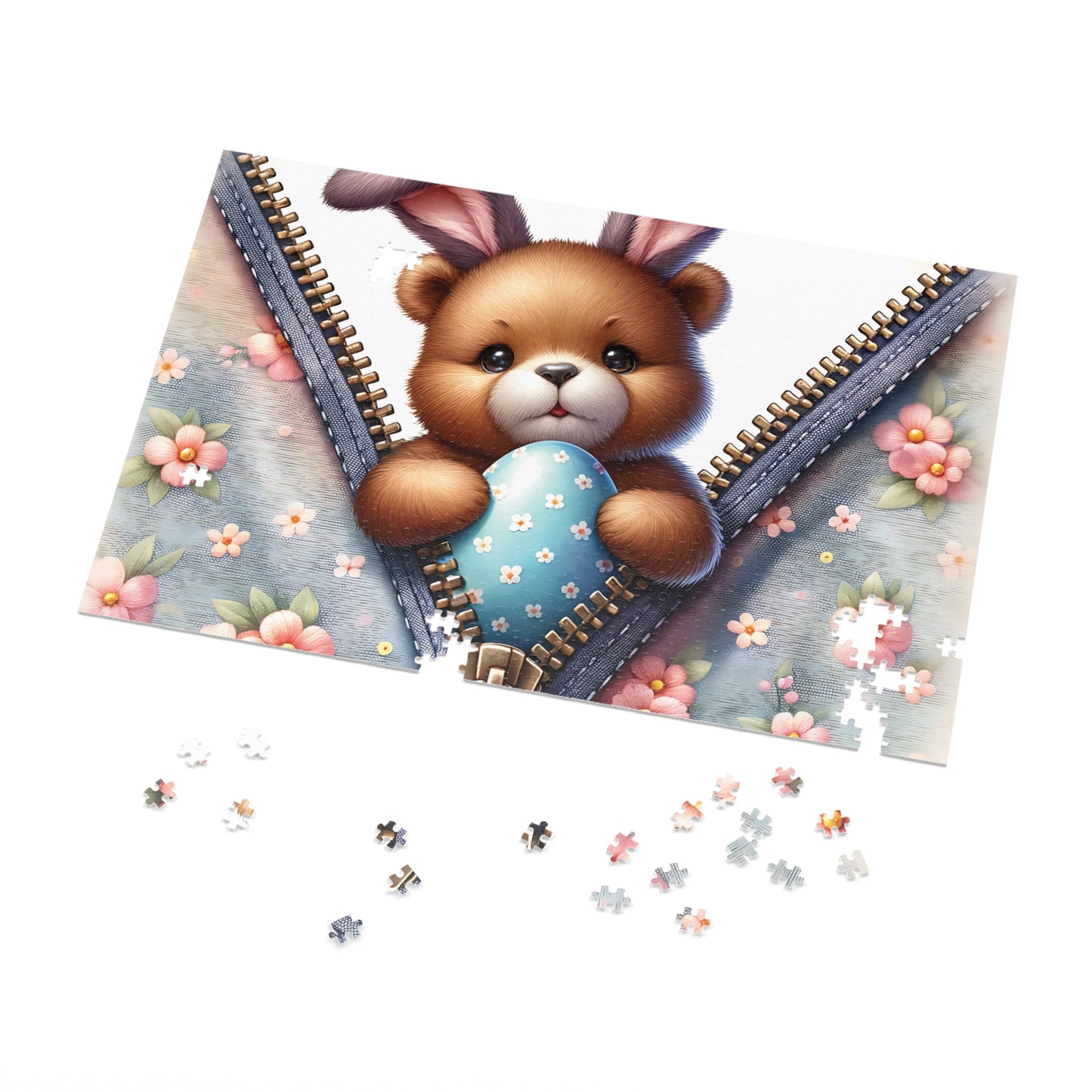 Jigsaw Puzzle, Easter, Bear with Bunny Ears, Personalised/Non-Personalised (30, 110, 252, 500,1000-Piece)