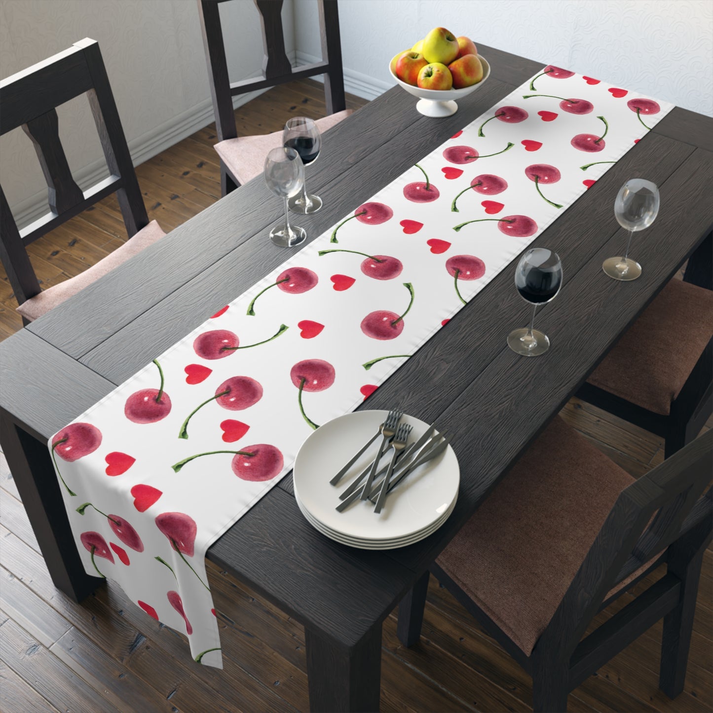 Cherries Table Runner, Cotton Twill and Poly Available