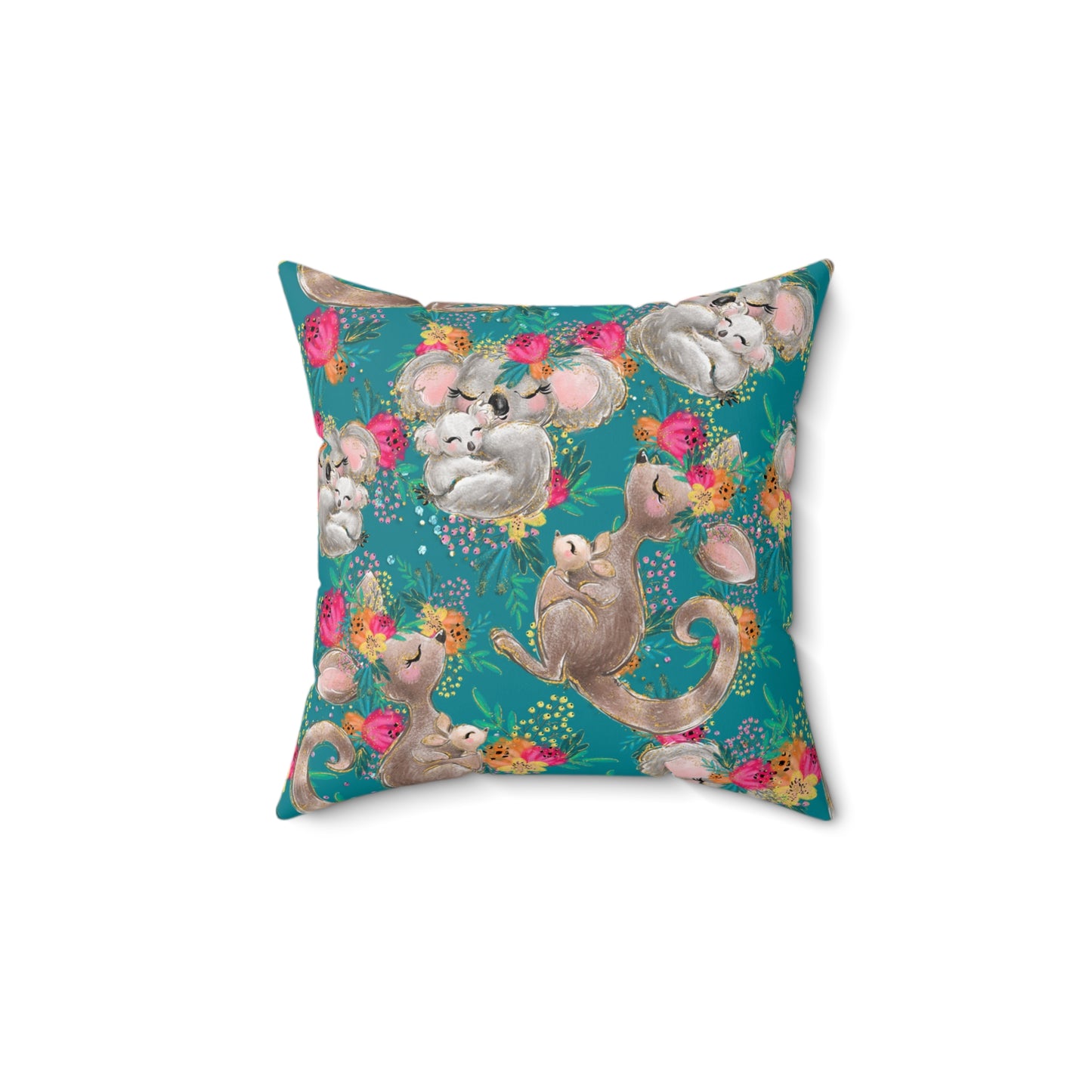 Spun Polyester Square Pillow, Australian Animals