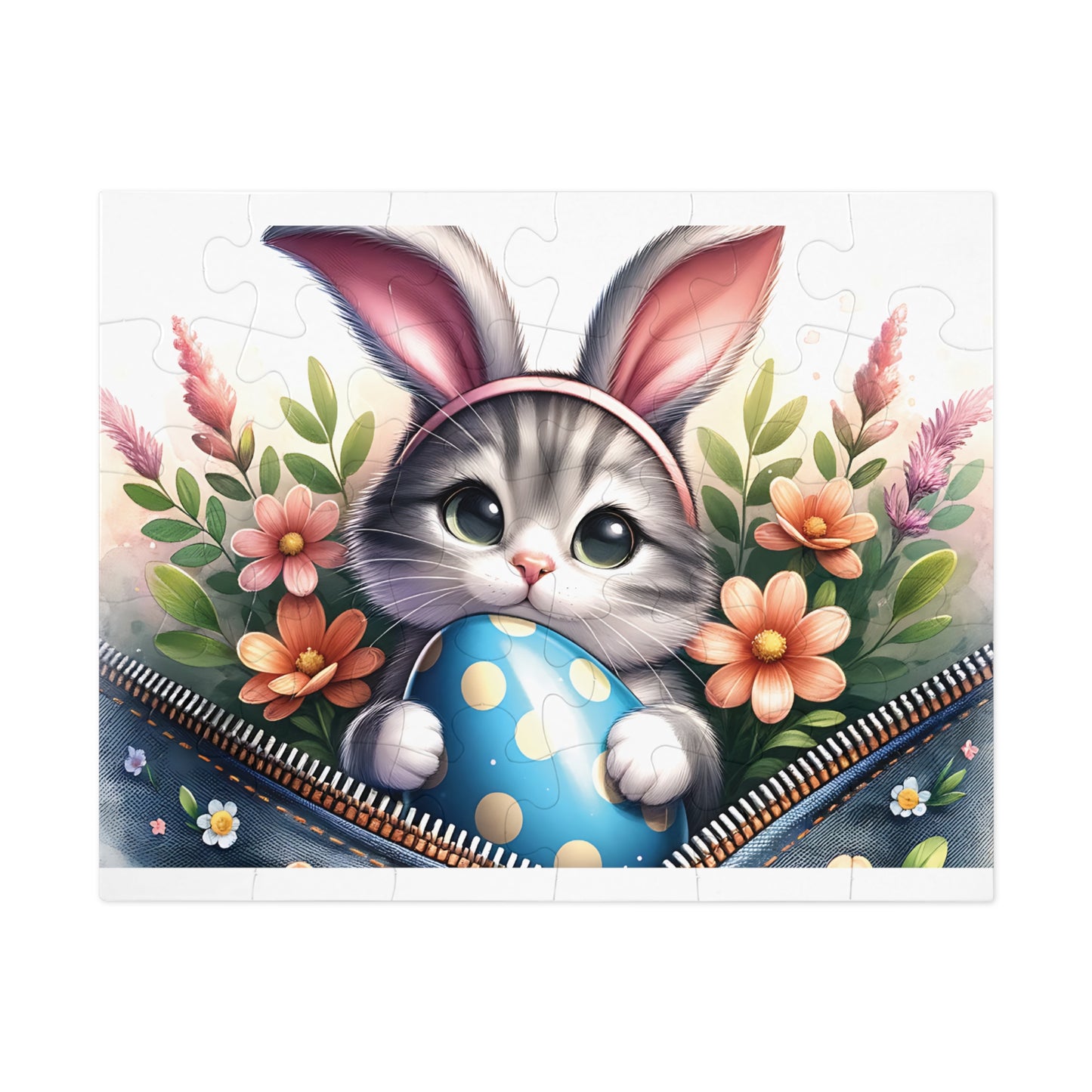 Jigsaw Puzzle, Easter, Cat with Bunny Ears, Personalised/Non-Personalised (30, 110, 252, 500,1000-Piece)