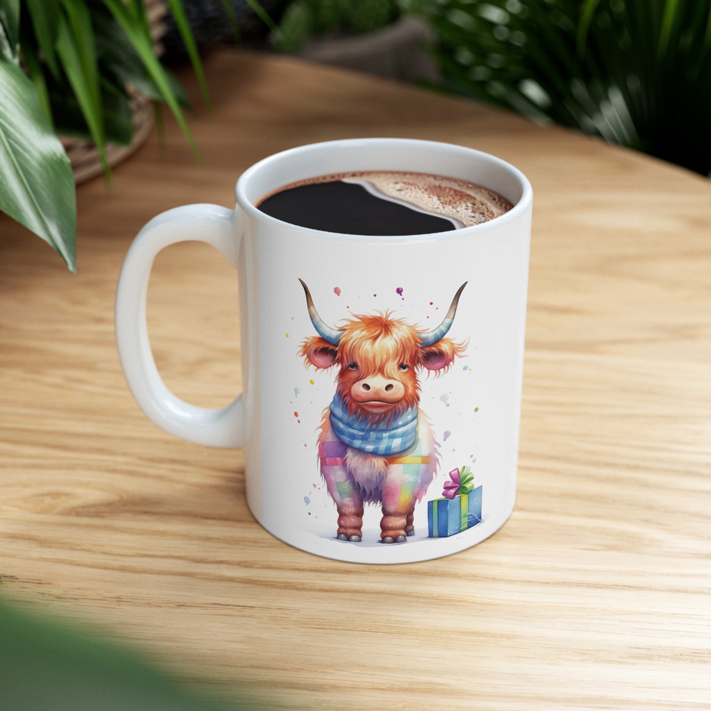 Personalised/Non Personalised Highland Cow, Ceramic Mug 11oz, Highland Cow Mug